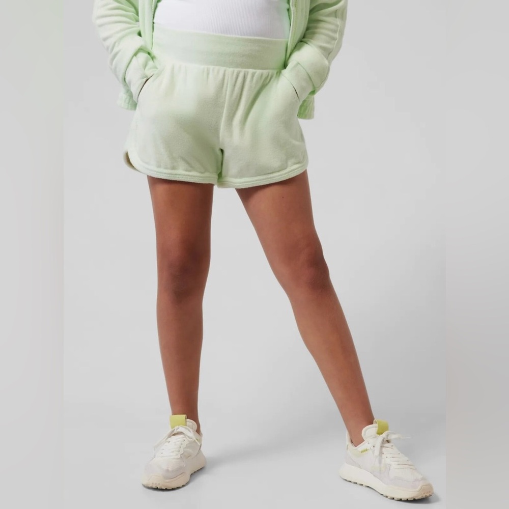 Athleta Girl Pastel Green Soft Terry Shorts, Youth Size XL (14)